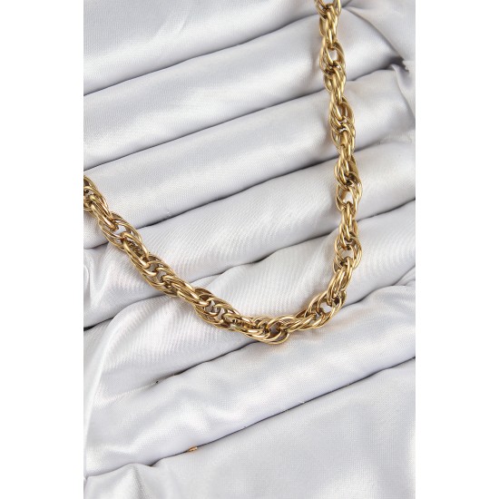 316L Çelik Halat Model Gold Renk Kadın Kolye 316L Çelik Halat Model Gold Renk Kadın Kolye