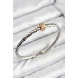 316L Çelik Zirkon Taşlı Burma Model Gold Ve Gümüş Renk Kadın Bileklik
