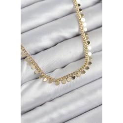 Pirinç Sıralı Pul Zincir Model Gold Renk Kadın Kolye