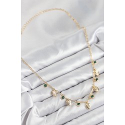 Pirinç Zirkon Taşlı Sallantılı Damla Model Gold Renk Kadın Kolye