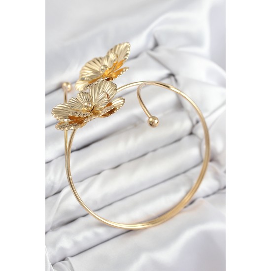 Pirinç Çiçekli Model Gold Renk Kadın Pazu Bileklik Pirinç Çiçekli Model Gold Renk Kadın Pazu Bileklik