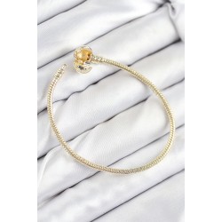 Pirinç Charm Topcuk Model Gold Renk Kadın Bileklik