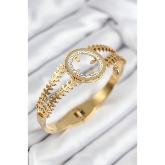 316L Çelik Zirkon Taşlı Çeyrek Takılabilir Gold Renk Kelepçe 316L Çelik Zirkon Taşlı Çeyrek Takılabilir Gold Renk Kelepçe