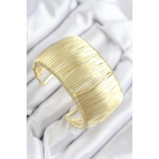 Pirinç Tel Sarma Model Gold Renk Kadın Bileklilk Pirinç Tel Sarma Model Gold Renk Kadın Bileklilk