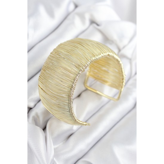 Pirinç Tel Sarma Model Gold Renk Kadın Bileklilk Pirinç Tel Sarma Model Gold Renk Kadın Bileklilk