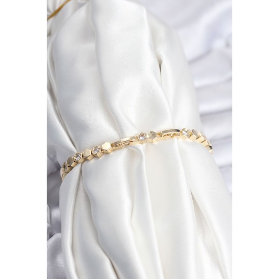 Pirinç VIP Seri Gold Renk Petek Model Kadın Bileklik Pirinç VIP Seri Gold Renk Petek Model Kadın Bileklik
