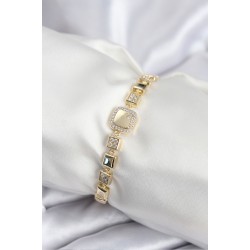 Pirinç VIP Seri Gold Renk Zirkon Taşlı Model Kadın Bileklik