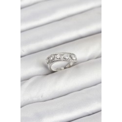 Pirinç Gümüş Renk Zirkon Taşlı Kadın Yüzük