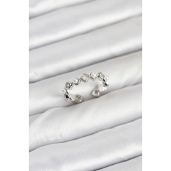 Pirinç Gümüş Renk Zirkon Taşlı İncili Kadın Yüzük