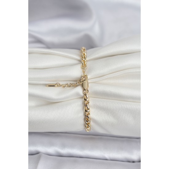 14K Gold Renk Kaplama Zincir Model Kadın CM Bileklik