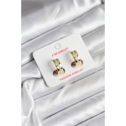 14K Gold Renk Kaplama Zirkon Taşlı Halka Model CM Kadın Küpe