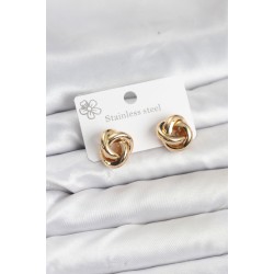 316L Çelik Gold Renk Sarmal Model Kadın Küpe