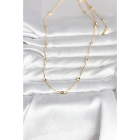 CM 14K Gold Renk Damla Topçuk Model Zincirli 60 cm Kadın Kolye