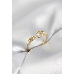 Sarmal Kalp Model Zirkon Taşlı Gold Renk Kadın Yüzük