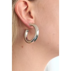 Halkalı Silver Renk Metal Bayan Küpe