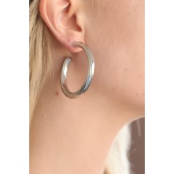 Silver Renk Halka Metal Bayan Küpe