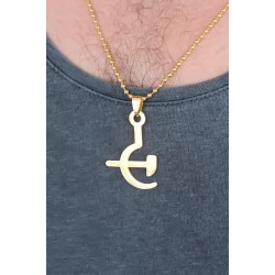 Gold Renk Metal Orak ve Balta Figürlü Erkek Kolye