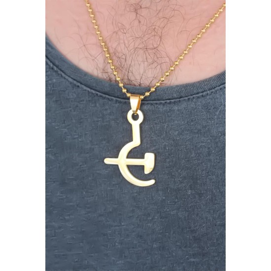 Gold Renk Metal Orak ve Balta Figürlü Erkek Kolye Gold Renk Metal Orak ve Balta Figürlü Erkek Kolye