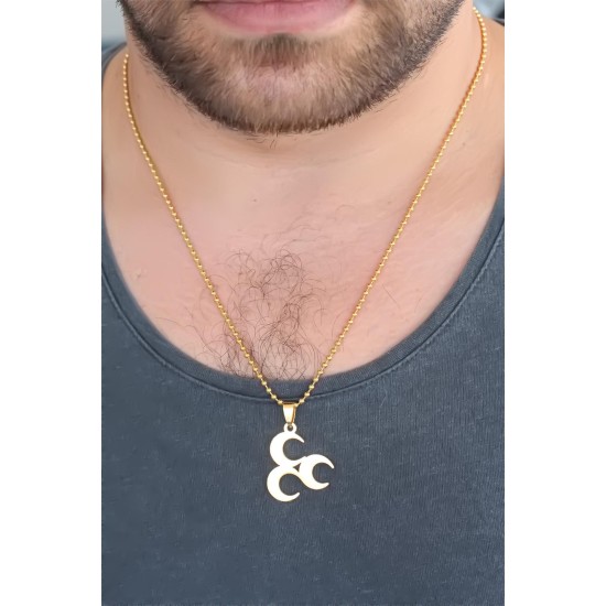 Gold Renk Metal 3 Hilal Figürlü Erkek Kolye Gold Renk Metal 3 Hilal Figürlü Erkek Kolye