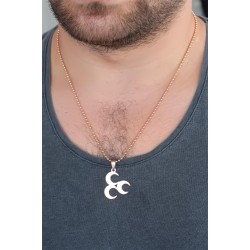 Rose Renk Metal 3 Hilal Figürlü Erkek Kolye