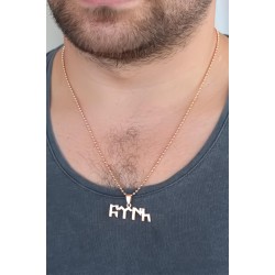 Rose Renk Metal Göktürkçe Türk Yazı Figürlü Erkek Kolye