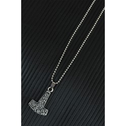 Gümüş Renk Metal Aksesuarlı Top Zincirli Erkek Kolye