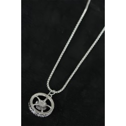 Medusa Tasarım Silver Renk Zincirli Erkek Kolye