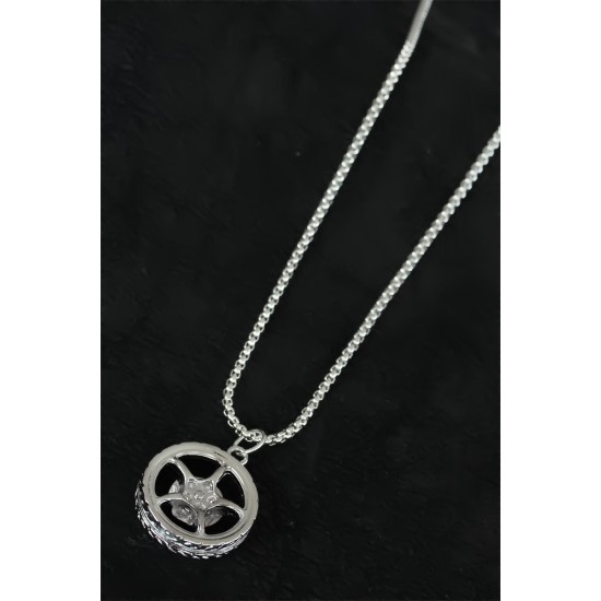 Medusa Tasarım Silver Renk Zincirli Erkek Kolye Medusa Tasarım Silver Renk Zincirli Erkek Kolye