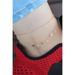 Zirkon Taşlı Rose Renk Çift Zincirli Hal Hal