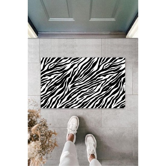 Siyah Kapı Önü Paspası Zebra Desen K-3253 Siyah Kapı Önü Paspası Zebra Desen K-3253