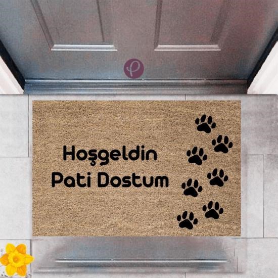 Kapı Önü Paspası Dekoratif Dijital Baskı Hoşgeldin Pati Dostum P-2421 Kapı Önü Paspası Dekoratif Dijital Baskı Hoşgeldin Pati Dostum P-2421