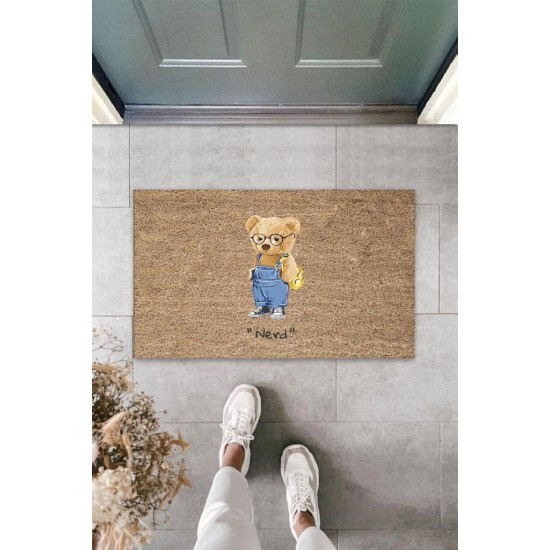 Bej Kapı Önü Paspası Nerd Ayıcık Desen K-3312 Bej Kapı Önü Paspası Nerd Ayıcık Desen K-3312