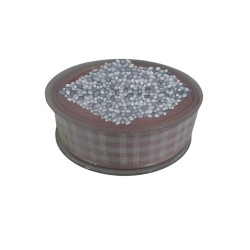 Tafta Ekoseli Kurdele 25 mm Pudra 10 Metre