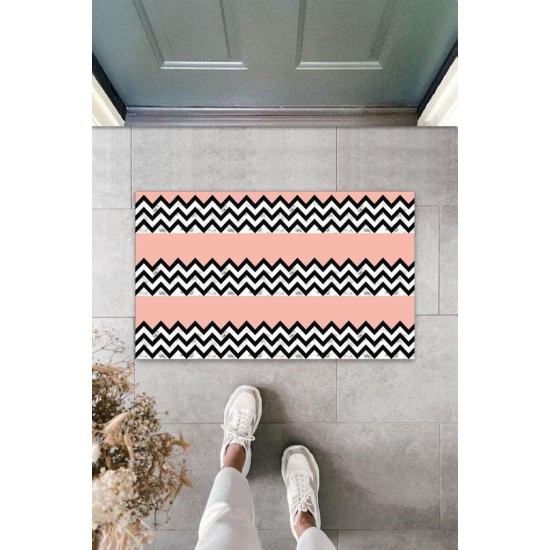 Dijital Baskı Siyah-Pembe Zigzag Kapı Paspası K-3084 Dijital Baskı Siyah-Pembe Zigzag Kapı Paspası K-3084