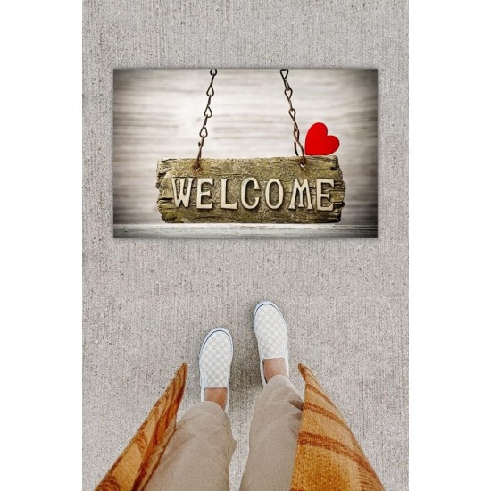 Dijital Baskı Dekoratif Welcome Gri Kapı Önü Paspası K-1248 Dijital Baskı Dekoratif Welcome Gri Kapı Önü Paspası K-1248