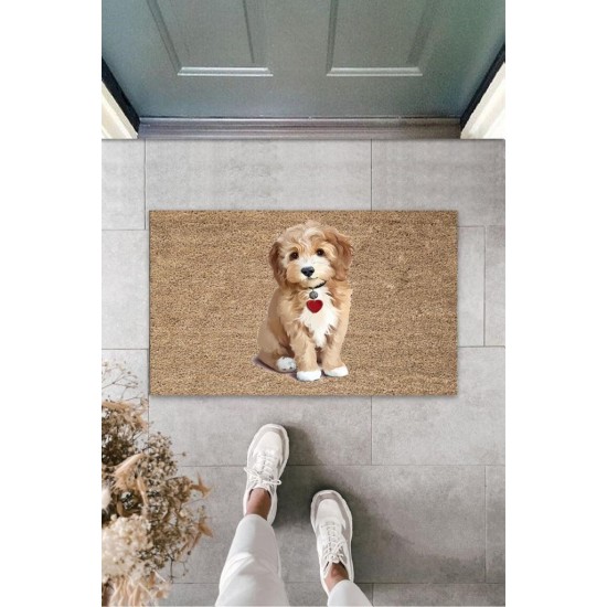 Kahverengi Kapı Önü Paspası Sevimli Köpekcik Desen K-3208 Kahverengi Kapı Önü Paspası Sevimli Köpekcik Desen K-3208