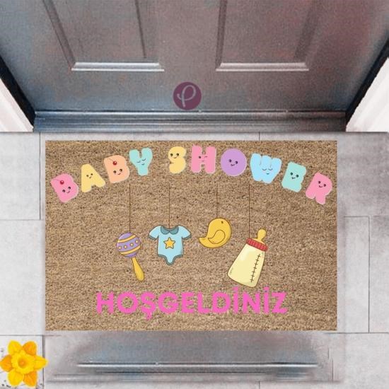 Kapı Önü Paspası Dekoratif Dijital Baskı Baby Shower P-2486 Kapı Önü Paspası Dekoratif Dijital Baskı Baby Shower P-2486