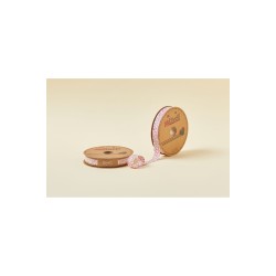 Biye Çiçekli Katlı A02 Pembe 2 cm 25 Metre %65 Koton %35 Polyester