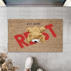Bej Kapı Önü Paspası Get Some Rest Ayıcık Desen  K-3326