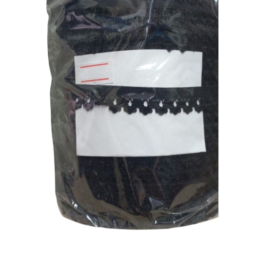Çamaşır Lastiği Dantelli 1 cm 75 Metre 1 Top Siyah Çamaşır Lastiği Dantelli 1 cm 75 Metre 1 Top Siyah