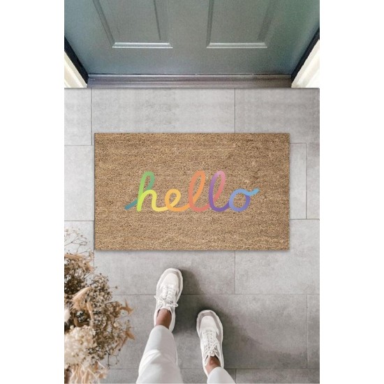 Bej Kapı Önü Paspası Hello Desen K-3287 Bej Kapı Önü Paspası Hello Desen K-3287