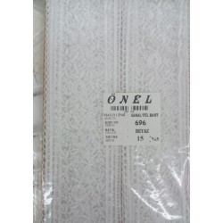 Dantel Polyester Sanal Tül Bant Beyaz 15 Metre En 6 cm ON-696-B