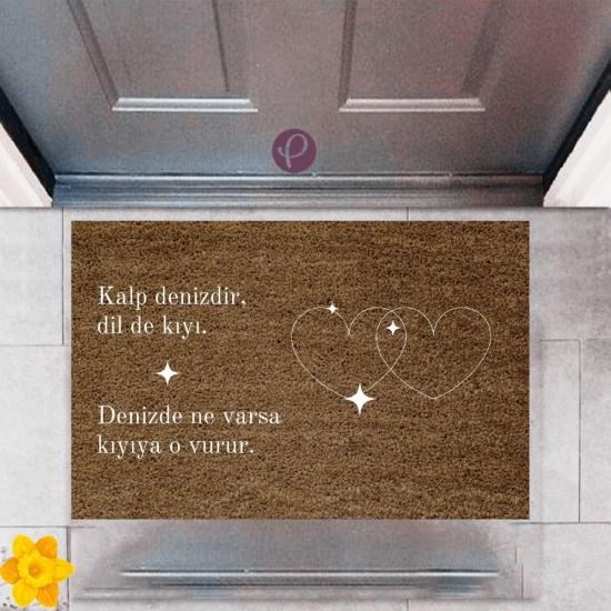 Kapı Önü Paspası Dekoratif Dijital Baskı Çift Kalp P-2467 Kapı Önü Paspası Dekoratif Dijital Baskı Çift Kalp P-2467