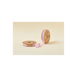 Biye Ekoseli Katlı E02 Pembe 2 cm 25 Metre %65 Koton %35 Polyester