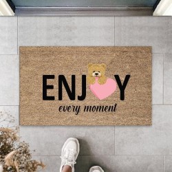 Bej Kapı Önü Paspası Enjoy Ever Moment Ayıcık Desen  K-3351