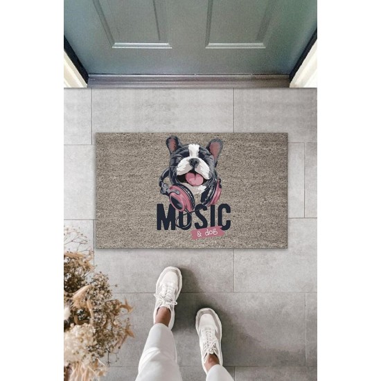 Dijital Baskı Gri Music Yazılı Kulaklıklı Köpek Dekoratif Kapı Paspası K-2043 Dijital Baskı Gri Music Yazılı Kulaklıklı Köpek Dekoratif Kapı Paspası K-2043