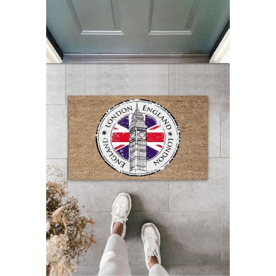 Dijital Baskı Bej London Saat Kulesi Paspas K-3150 Dijital Baskı Bej London Saat Kulesi Paspas K-3150