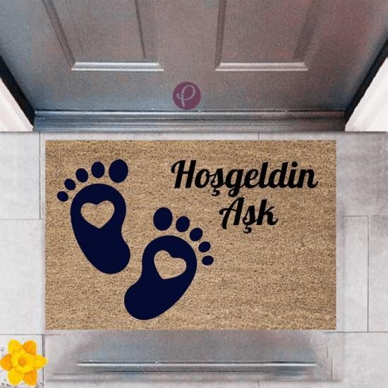 Kapı Önü Paspası Dekoratif Dijital Baskı Hoş geldin Aşk P-2510 Kapı Önü Paspası Dekoratif Dijital Baskı Hoş geldin Aşk P-2510