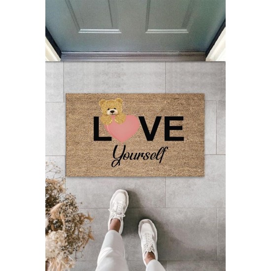 Bej Kapı Önü Paspası Love Yourself Ayıcık Desen K-3327 Bej Kapı Önü Paspası Love Yourself Ayıcık Desen K-3327