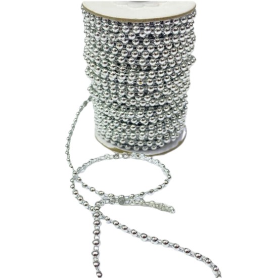 Dikilebilir Sıralı İnci Tekli En 1 cm Gümüş 1 Metre Dikilebilir Sıralı İnci Tekli En 1 cm Gümüş 1 Metre